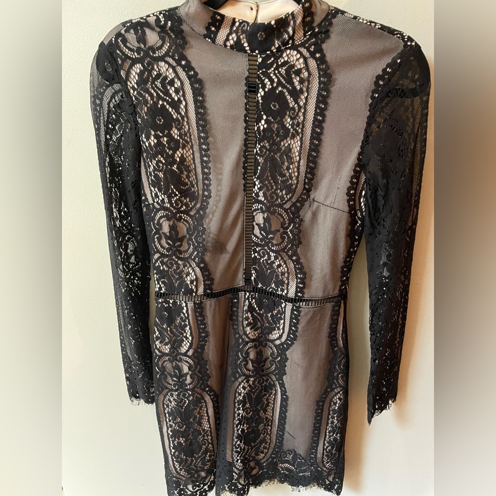 Missguided size 8 (fits like a 4) lace, high neck, black lined in nude